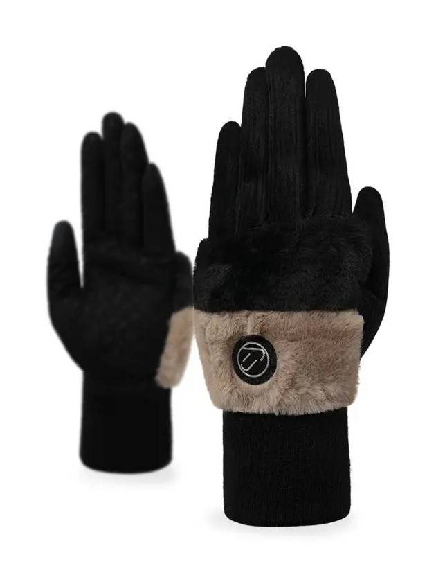 Women s two tone fur gloves IPL4WGV194 BK - IJP DESIGN - BALAAN 3