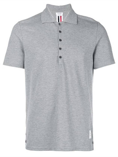 Men's Cotton Pique Center Bag Striped Short Sleeve Polo Shirt Grey - THOM BROWNE - BALAAN 2