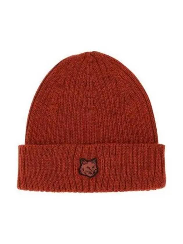 Bold Fox Head Patch Ribbed Beanie Red - MAISON KITSUNE - BALAAN 2