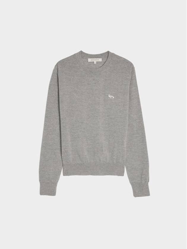 Women's Baby Fox Patch Regular Knit Top Medium Grey Melange - MAISON KITSUNE - BALAAN 1