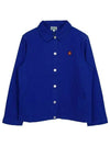 Kid's Logo Embroidered Cotton Jacket Blue - KENZO - BALAAN 2