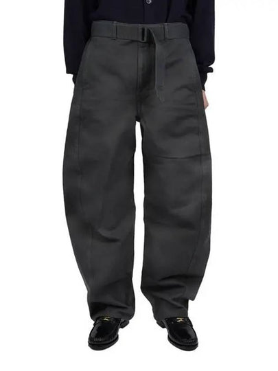 Twisted Belted Cotton Straight Pants Grey - LEMAIRE - BALAAN 2