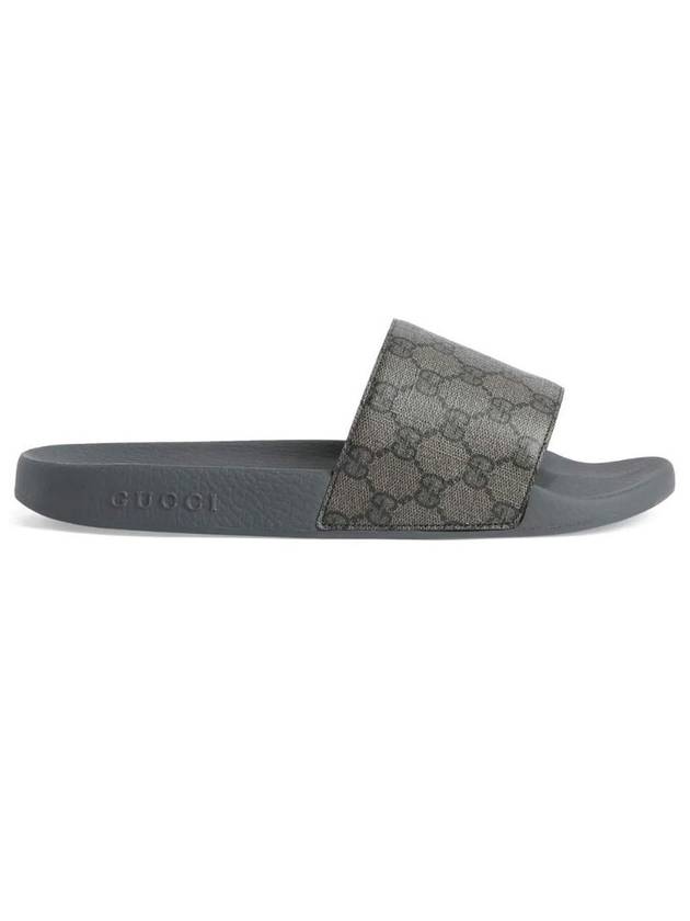 GG Monogram Slider Slippers Grey - GUCCI - BALAAN 1