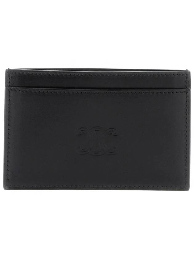 Satinated Calfskin Triomphe Embossed Card Wallet Black - CELINE - BALAAN 2