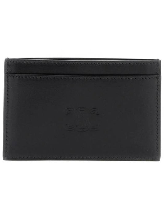 Satinated Calfskin Triomphe Embossed Card Wallet Black - CELINE - BALAAN 2