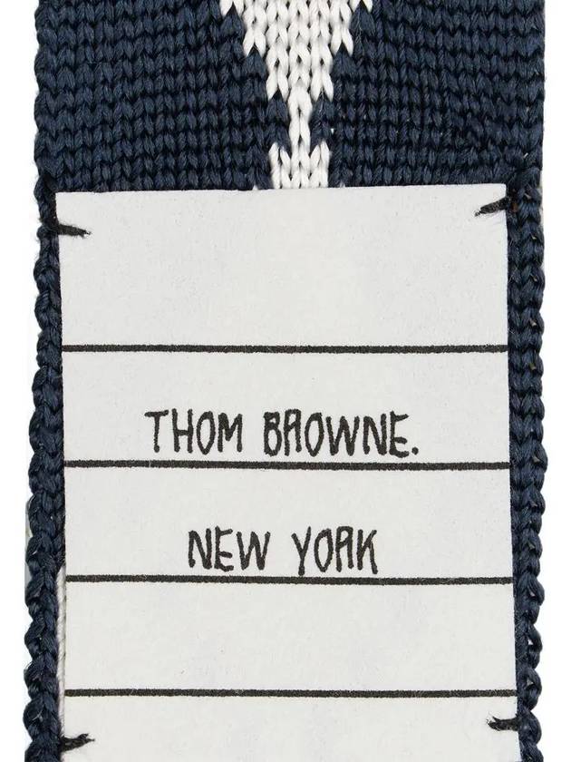 Argyle Pattern 4 Bar Silk Tie Navy - THOM BROWNE - BALAAN 4