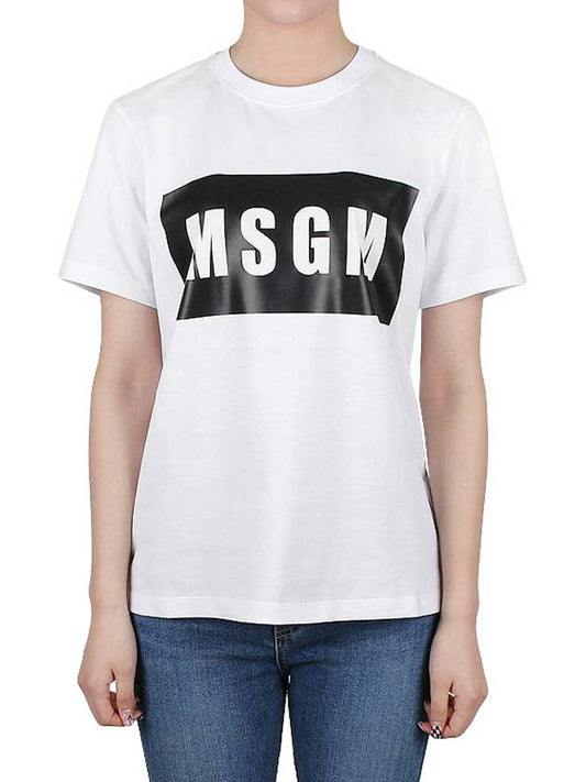 Women's Box Logo Short Sleeve T-Shirt White - MSGM - 2