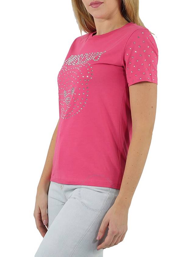 Moschino Ladies Fantasy Print Fucsia Teddy Crystal Logo Cotton T-shirt, Brand Size 36 (US Size 2) - MOSCHINO - BALAAN 2