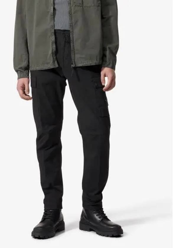 Compass Badge Gabardine Cargo Straight Pants Black - STONE ISLAND - BALAAN 2