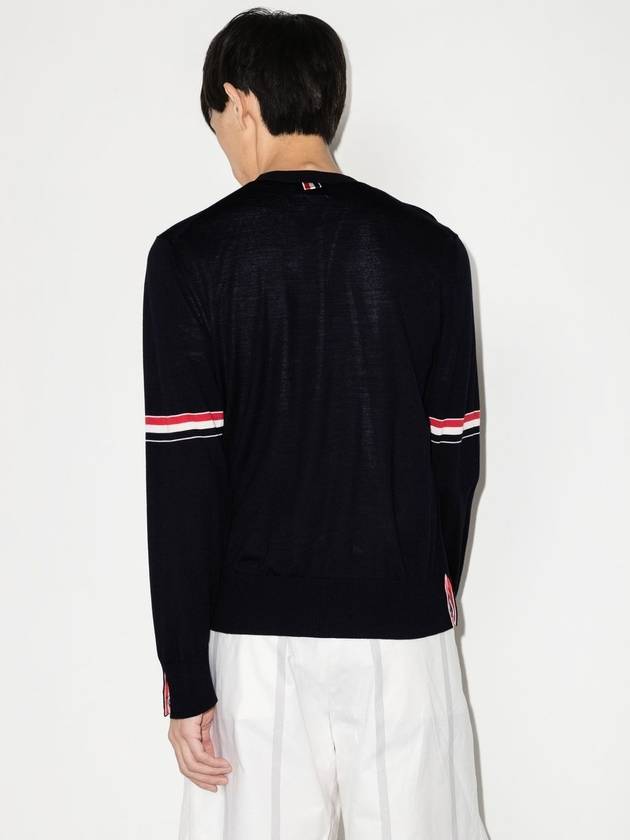 Stripe Armband Merino Wool Cardigan Navy - THOM BROWNE - BALAAN 5