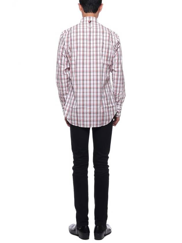 Men's Classic Fit Check Poplin Long  Shirt White - THOM BROWNE - BALAAN 6