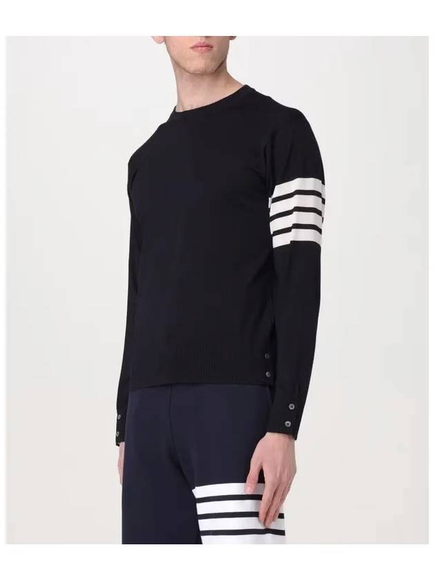 4 Bar Armband Classic Merino Wool Knit Top Navy - THOM BROWNE - BALAAN 6