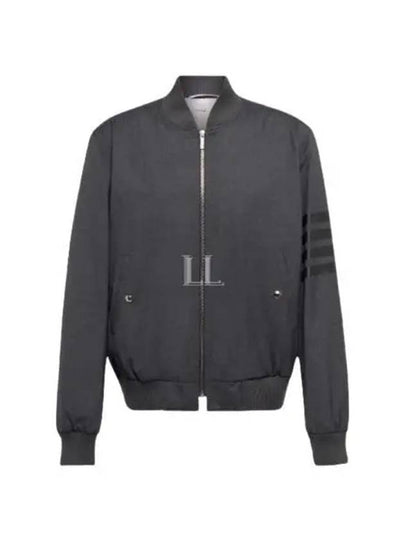 Diagonal Striped Knit Rib Blouson Bomber Jacket Dark Grey - THOM BROWNE - BALAAN 2