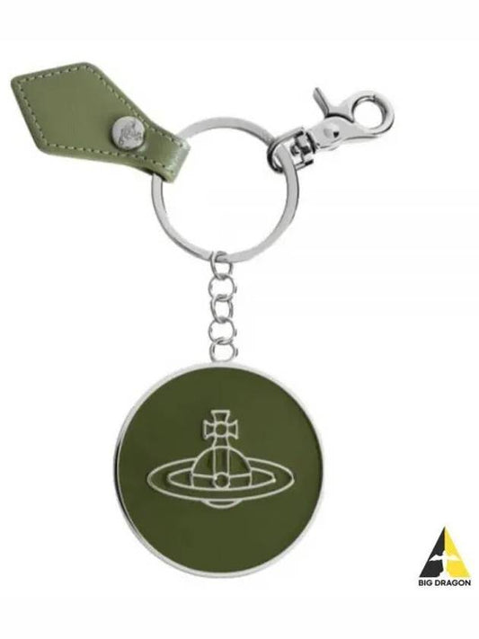 ORB Logo Patterned Leather Key Holder Green - VIVIENNE WESTWOOD - BALAAN 2