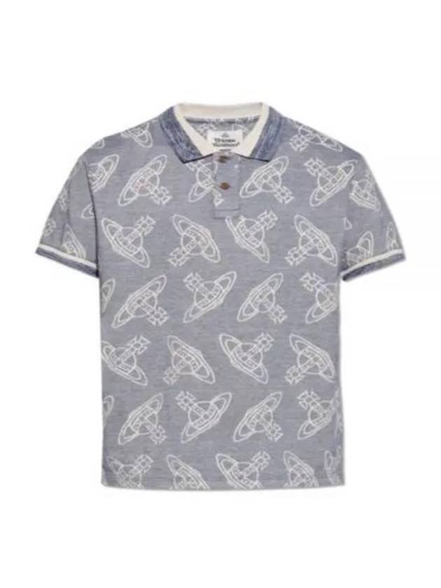 Classic All Over Logo Short Sleeve Cotton Polo Shirt Blue - VIVIENNE WESTWOOD - BALAAN 2