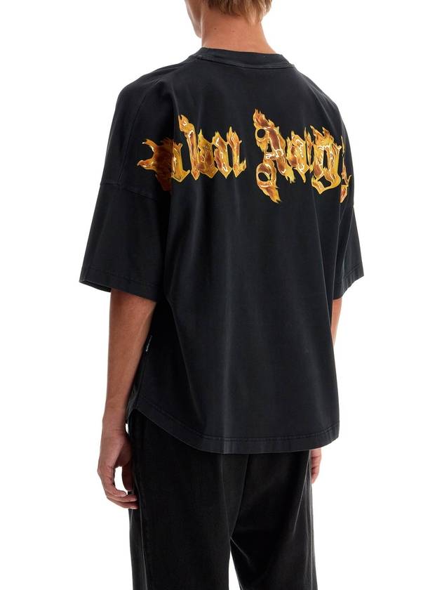 Oversized Burning Short Sleeve T Shirt Black - PALM ANGELS - BALAAN 4