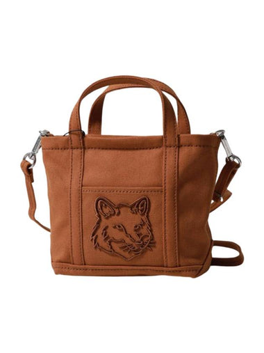 Fox Head Embroidery Mini Tote Bag Fawn Brown - MAISON KITSUNE - BALAAN 1