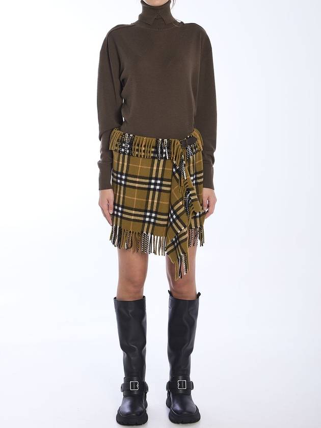 Check Wool Cashmere A-Line Skirt Oxide - BURBERRY - BALAAN 6