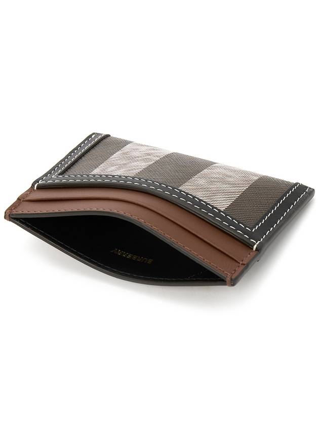 Check Two-Tone Leather Card Wallet Dark Birch Brown - BURBERRY - BALAAN 5