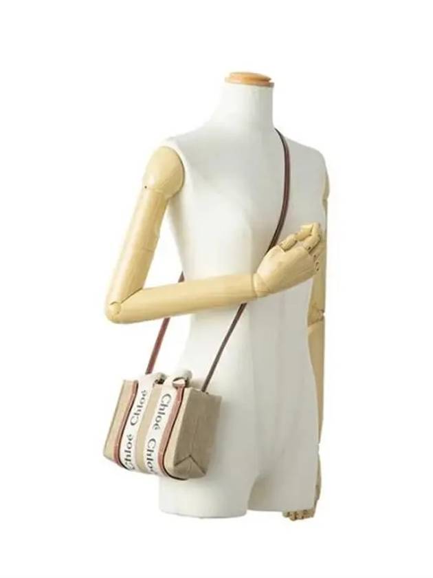 Woody Linen Canvas Calfskin Tote Bag White Brown - CHLOE - BALAAN 6