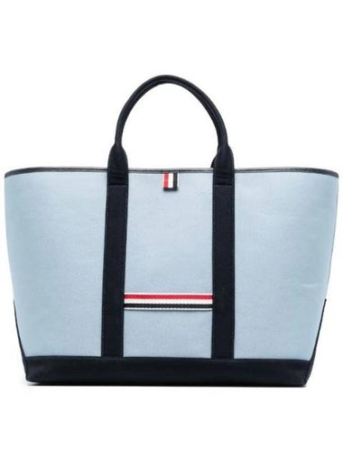 Canvas Interlock Medium Tool Tote Bag Light Blue - THOM BROWNE - BALAAN 1