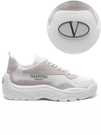 Gum Boy Leather Suede Low Top Sneakers White - VALENTINO - BALAAN 2