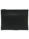 Intrecciato Document Leather Clutch Bag Black - BOTTEGA VENETA - BALAAN 2