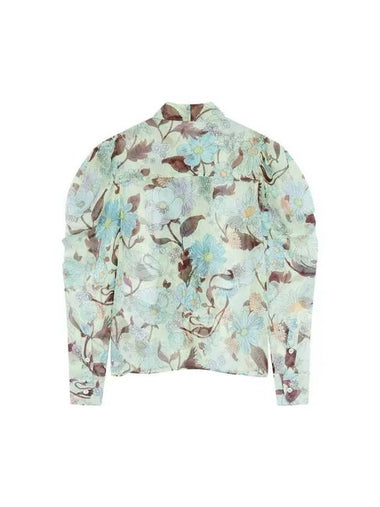 STELLA McCARTNEY Garden Print Puff Shoulder Shirt Mint - STELLA MCCARTNEY - BALAAN 1