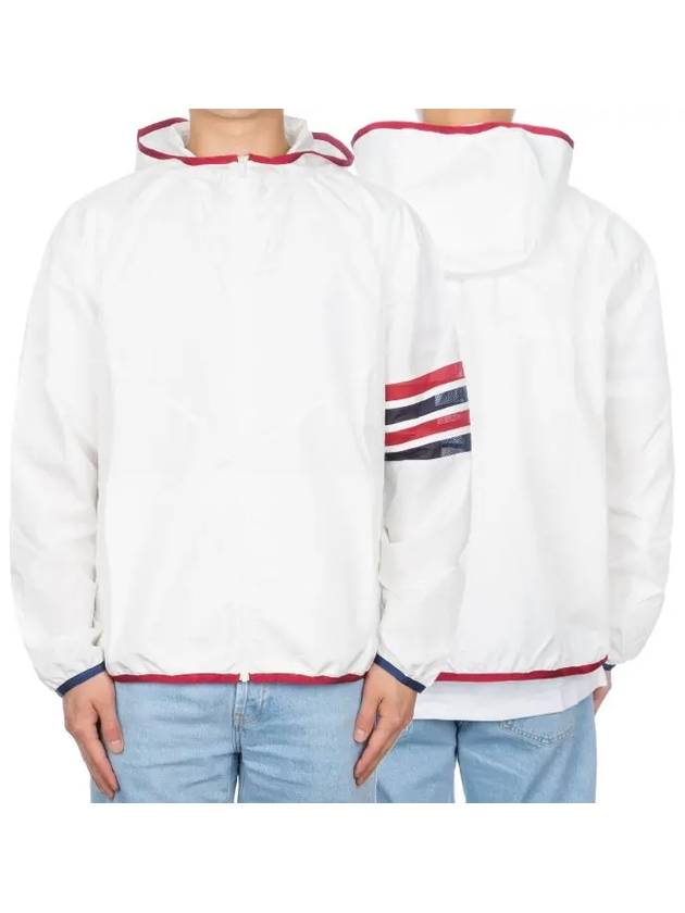 Military Ripstop Mesh 4-Bar Packable Hooded Jacket White - THOM BROWNE - BALAAN 2