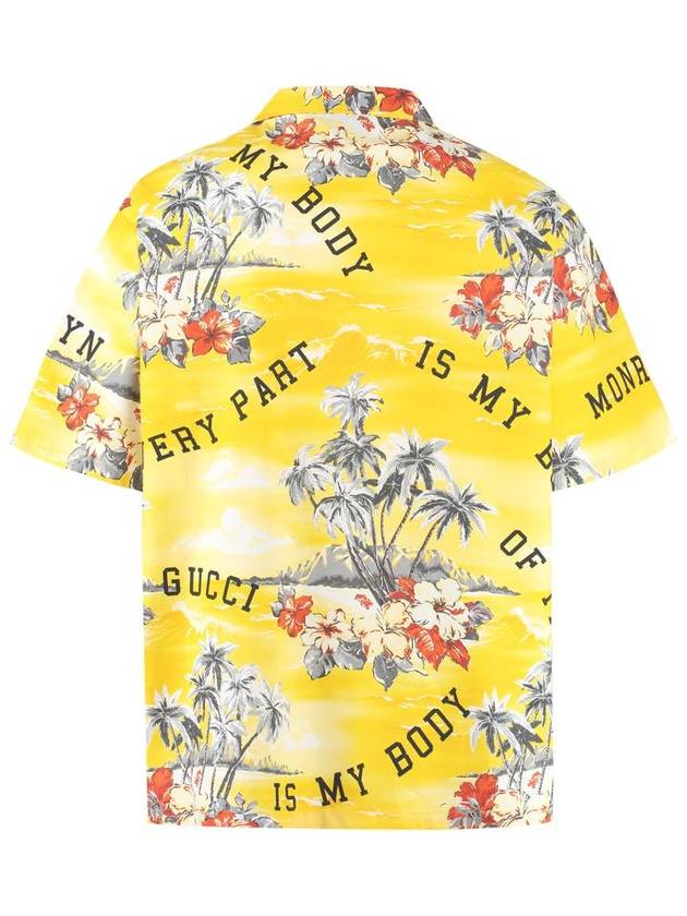 printed poplin oversized short sleeve shirt yellow - GUCCI - BALAAN 3