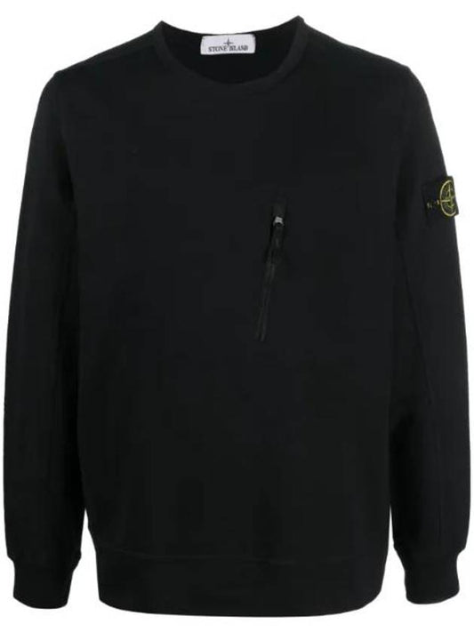 Logo Patch Cotton Crew Neck Sweatshirt Navy - STONE ISLAND - BALAAN 1