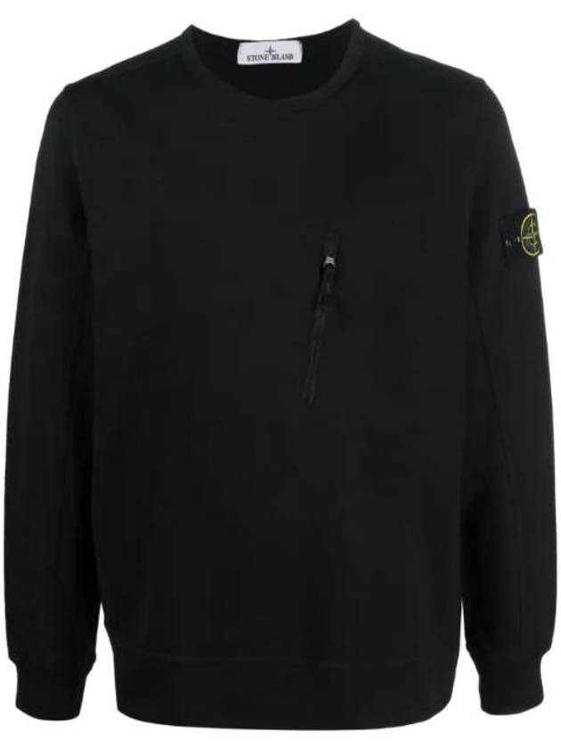 Logo Patch Cotton Crew Neck Sweatshirt Navy - STONE ISLAND - BALAAN 1