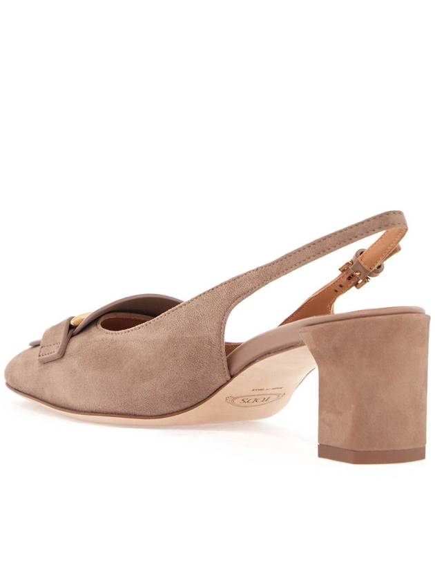 cappuccino goat leather pumps with metal bar - TOD'S - BALAAN 3