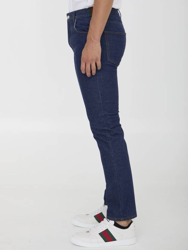 Tapered Denim Jeans Indigo - GUCCI - BALAAN 4