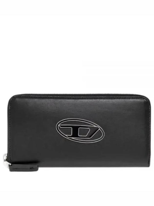 Garnet D Logo Leather Zipper Long Wallet Black - DIESEL - BALAAN 2