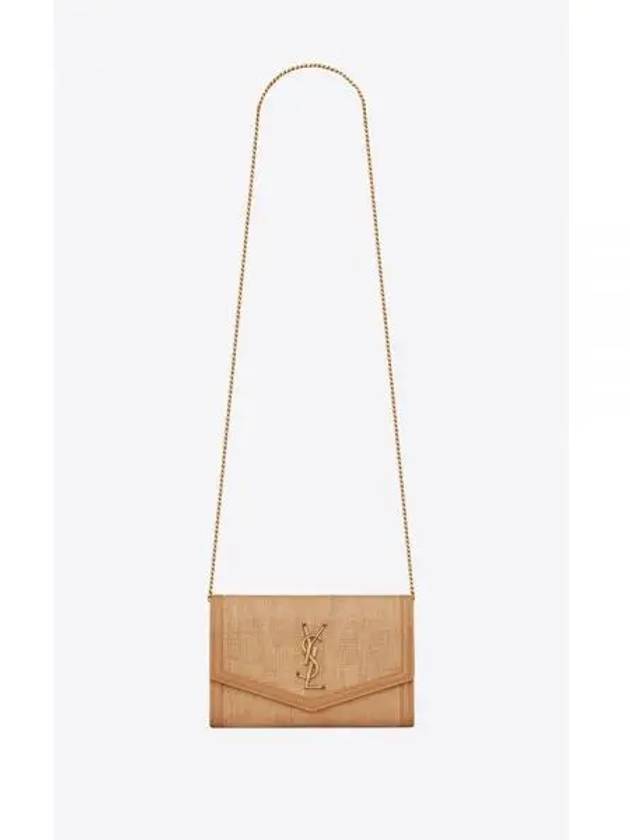 Uptown Raffia Chain Card Wallet Natural Beige - SAINT LAURENT - BALAAN 2