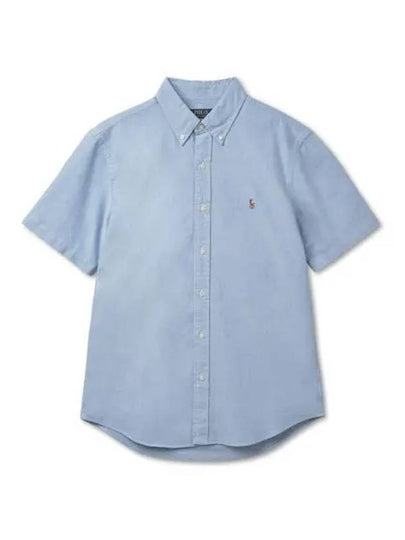 Custom fit short sleeve oxford shirt blue - POLO RALPH LAUREN - BALAAN 2