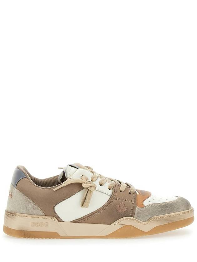 Beige Sneakers With Suede Inserts And Embossed Logo On The Side In Leather Man - DSQUARED2 - BALAAN 1