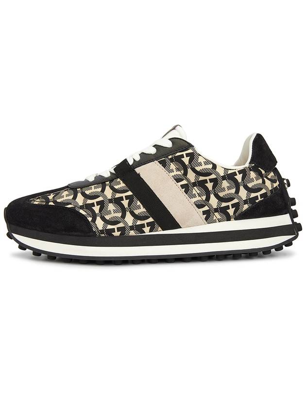 Gancini Monogram Low Top Sneakers Black Beige - SALVATORE FERRAGAMO - BALAAN 5