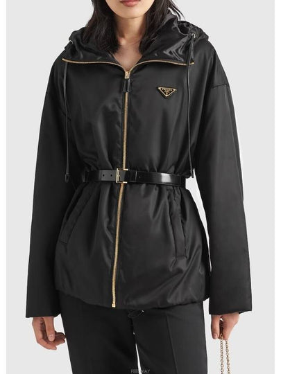 Re-Nylon Hooded Jacket Black - PRADA - BALAAN 2