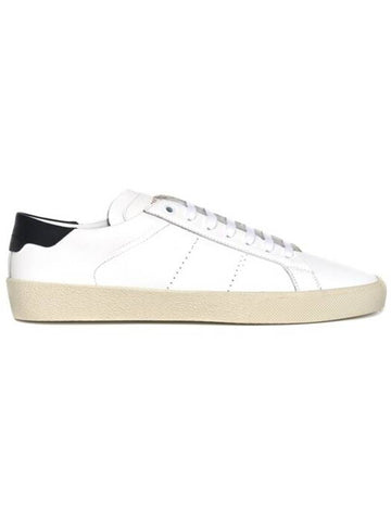 Black Tab Leather Low Top Sneakers White - SAINT LAURENT - BALAAN 1