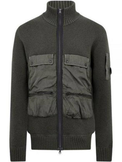 Lambswool Mixed Utility Zipped Knit Zip-Up Jacket Green - CP COMPANY - BALAAN 2