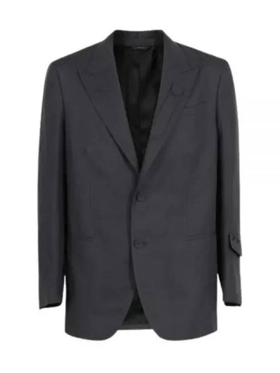 Men's Linen Blend Blazer Jacket Grey - FENDI - BALAAN 2