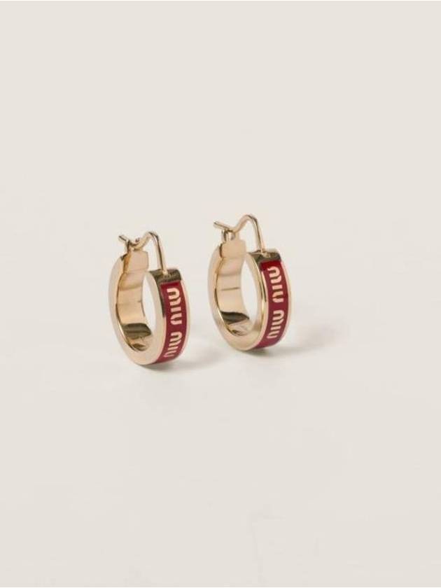 Logo Enameled Metal Earrings Red - MIU MIU - BALAAN 2