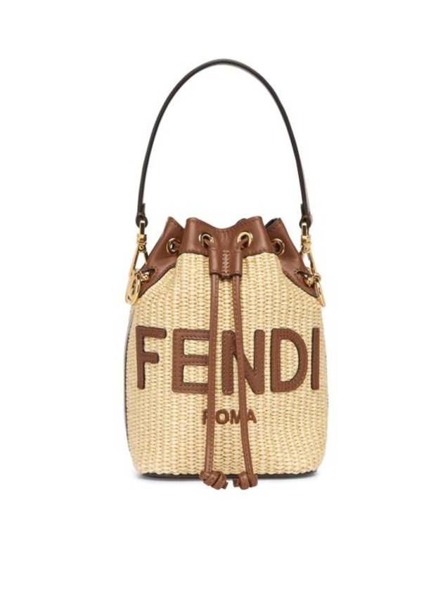 Mon Tresor Natural Raffia Mini Bucket Bag Beige - FENDI - BALAAN 1