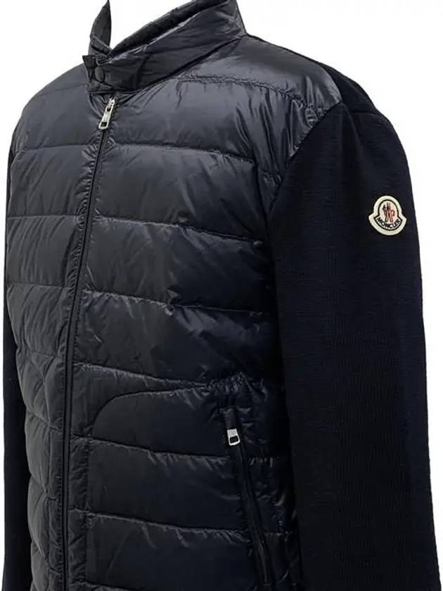 Logo Patch Padded Zip-Up Cardigan Blue - MONCLER - BALAAN 5