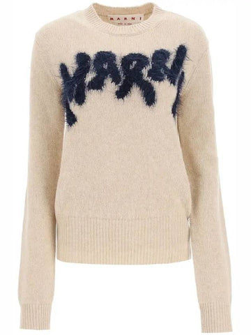 Logo Knit Top Beige - MARNI - BALAAN 1