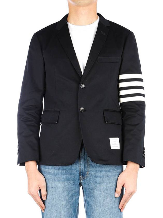 4 Bar Armband Cotton Blazer Jacket Navy - THOM BROWNE - BALAAN 2