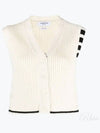 4-Bar Cropped Cable Merino Wool Cardigan Vest White - THOM BROWNE - BALAAN 2