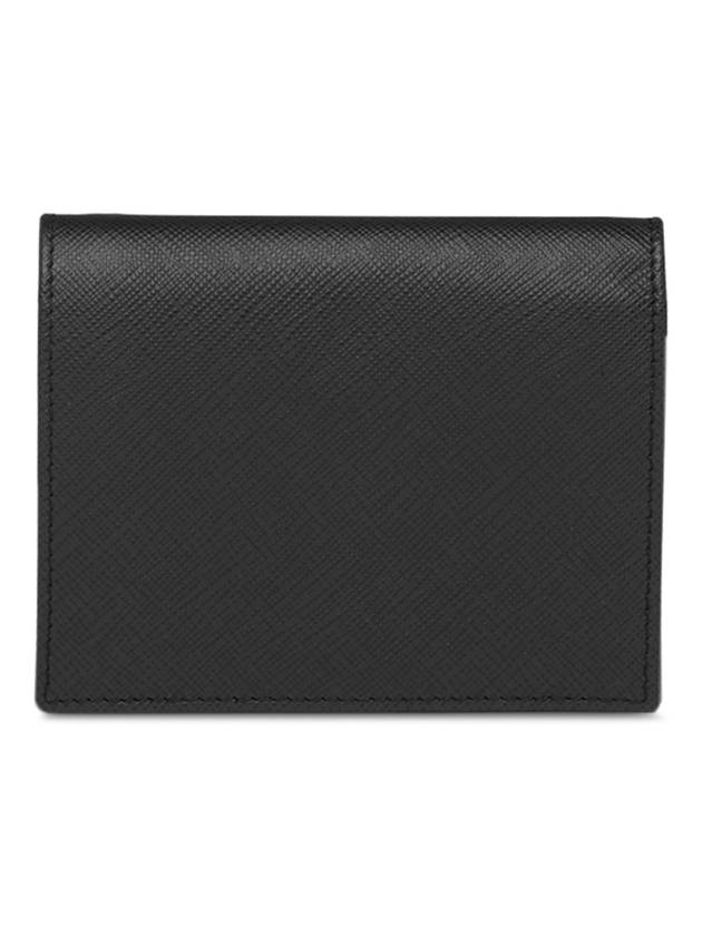 Gold Hardware Triangle Logo Saffiano Half Wallet Black - PRADA - BALAAN 3